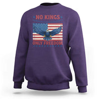 No Kings Only Freedom Sweatshirt American Flag Bald Eagle Retro Vintage