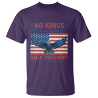 No Kings Only Freedom T Shirt American Flag Bald Eagle Retro Vintage