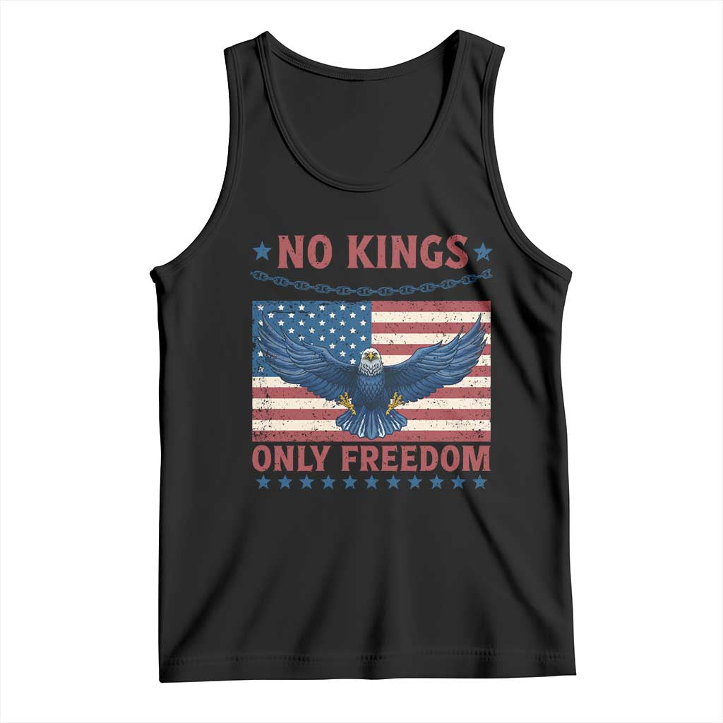 No Kings Only Freedom Tank Top American Flag Bald Eagle Retro Vintage