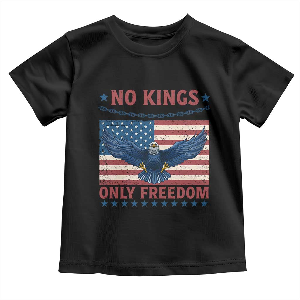 No Kings Only Freedom Toddler T Shirt American Flag Bald Eagle Retro Vintage