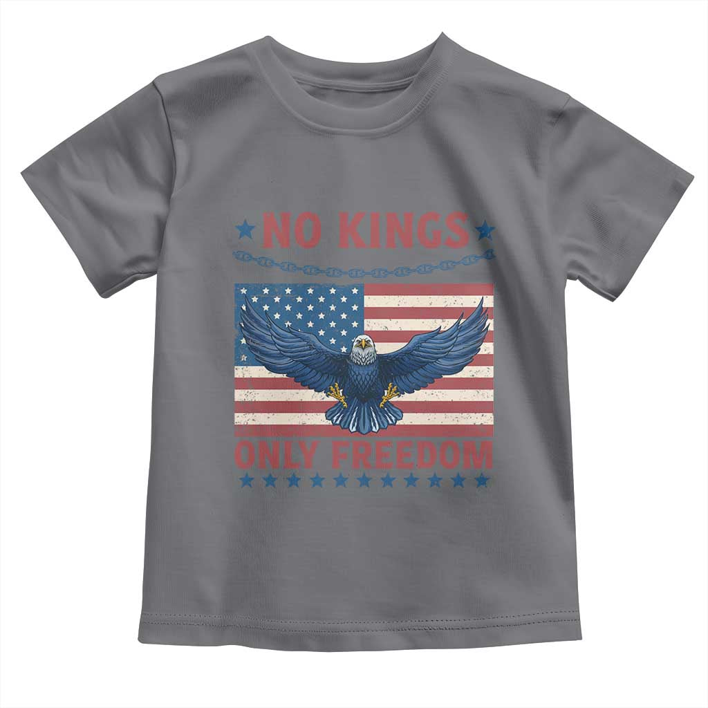 No Kings Only Freedom Toddler T Shirt American Flag Bald Eagle Retro Vintage