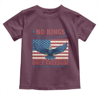 No Kings Only Freedom Toddler T Shirt American Flag Bald Eagle Retro Vintage