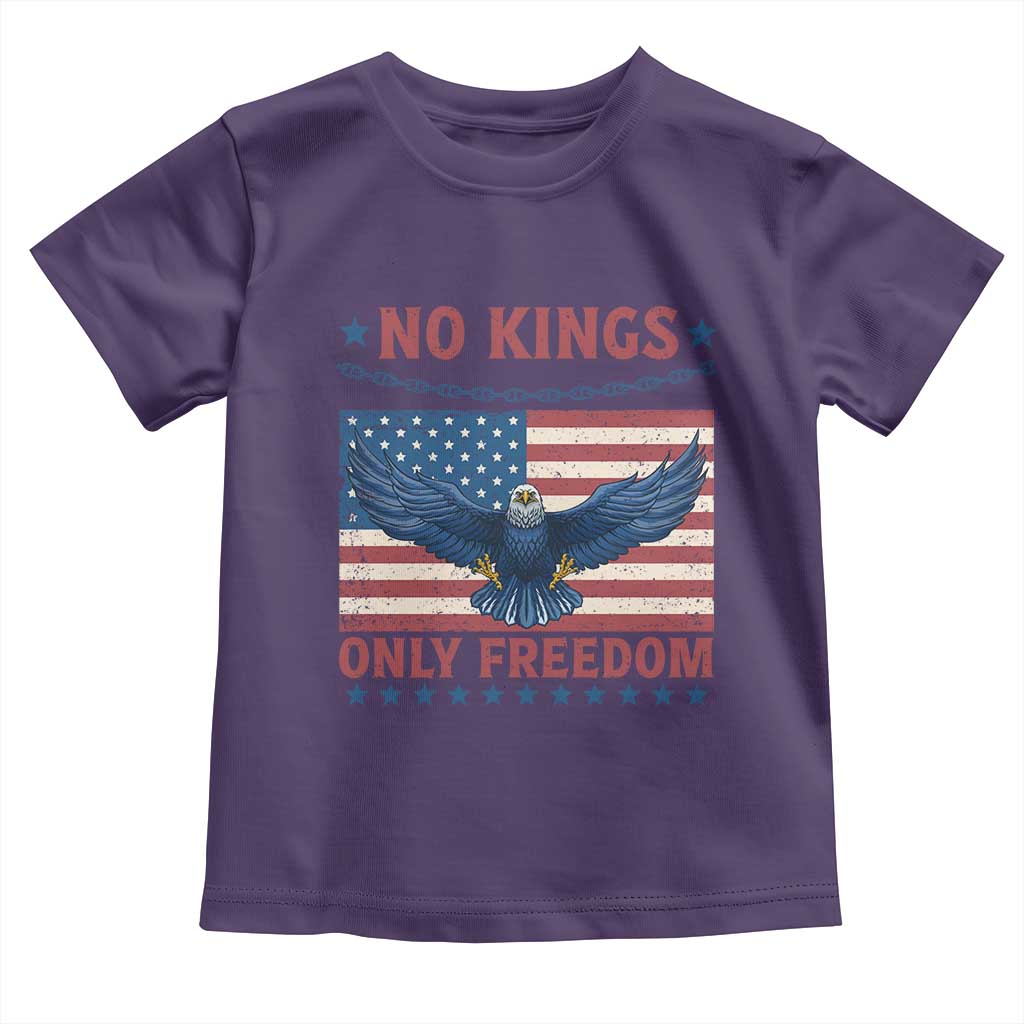 No Kings Only Freedom Toddler T Shirt American Flag Bald Eagle Retro Vintage