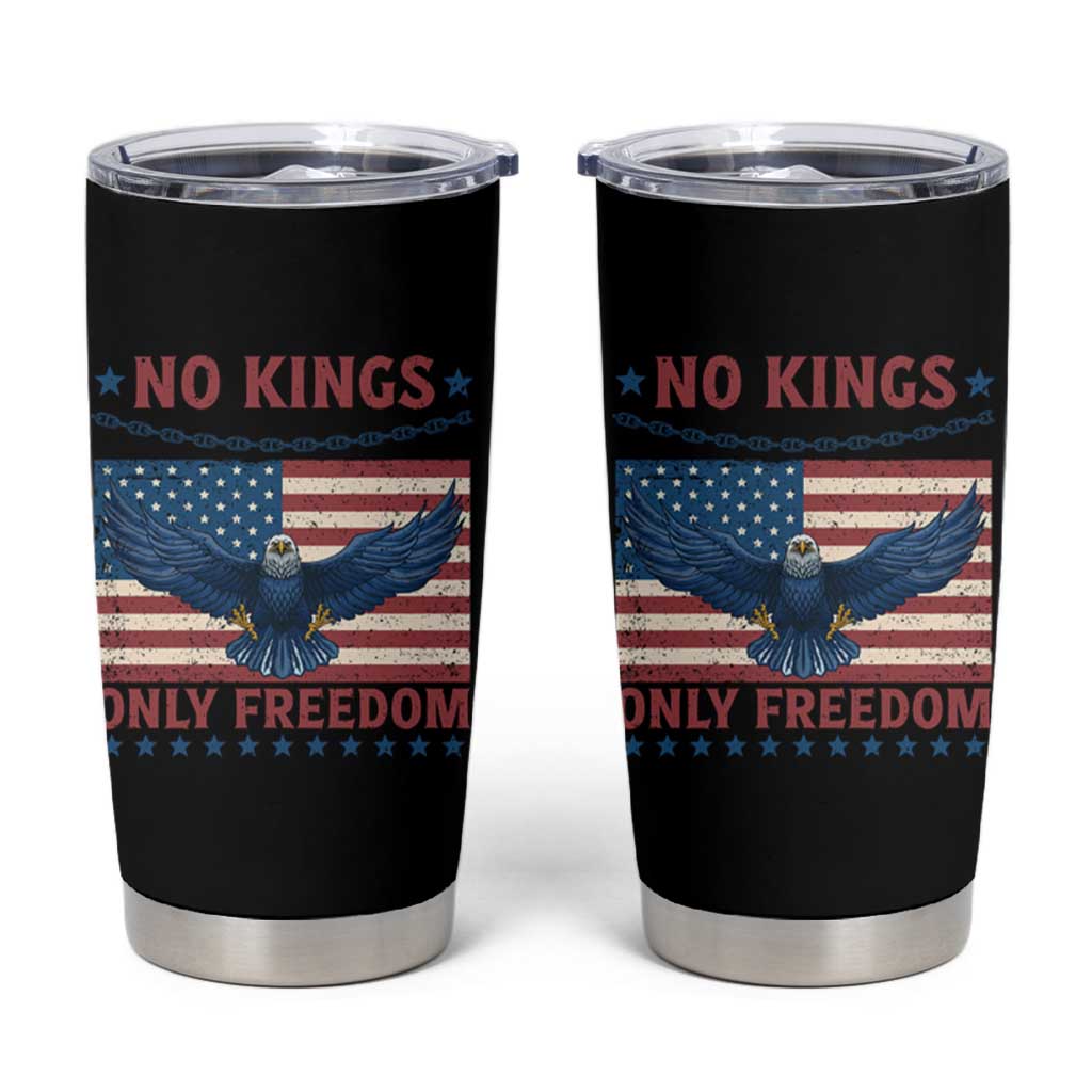 No Kings Only Freedom Tumbler Cup American Flag Bald Eagle Retro Vintage
