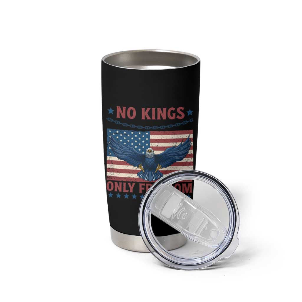 No Kings Only Freedom Tumbler Cup American Flag Bald Eagle Retro Vintage