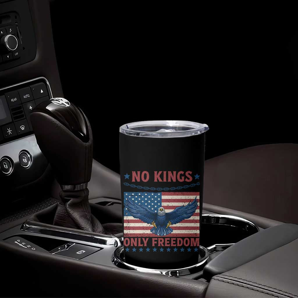 No Kings Only Freedom Tumbler Cup American Flag Bald Eagle Retro Vintage