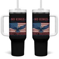 No Kings Only Freedom Tumbler With Handle American Flag Bald Eagle Retro Vintage