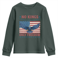 No Kings Only Freedom Youth Sweatshirt American Flag Bald Eagle Retro Vintage