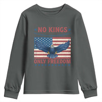 No Kings Only Freedom Youth Sweatshirt American Flag Bald Eagle Retro Vintage
