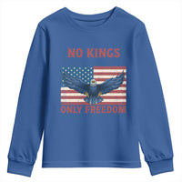No Kings Only Freedom Youth Sweatshirt American Flag Bald Eagle Retro Vintage