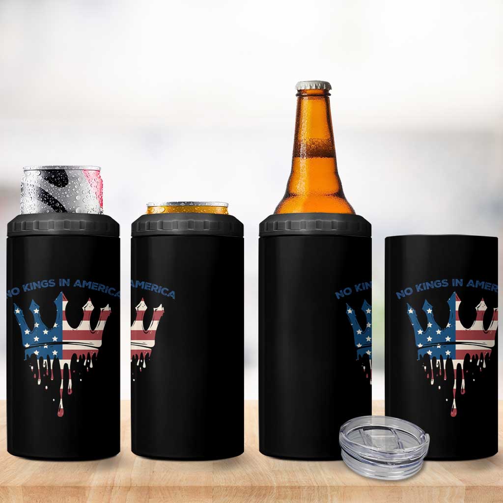 No Kings In America 4 in 1 Can Cooler Tumbler Dripping Crown