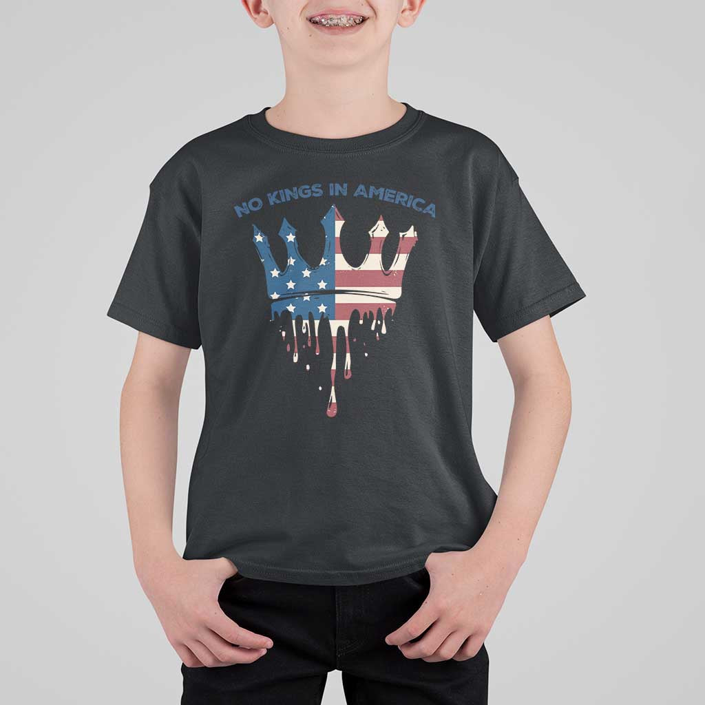 No Kings In America T Shirt For Kid Dripping Crown