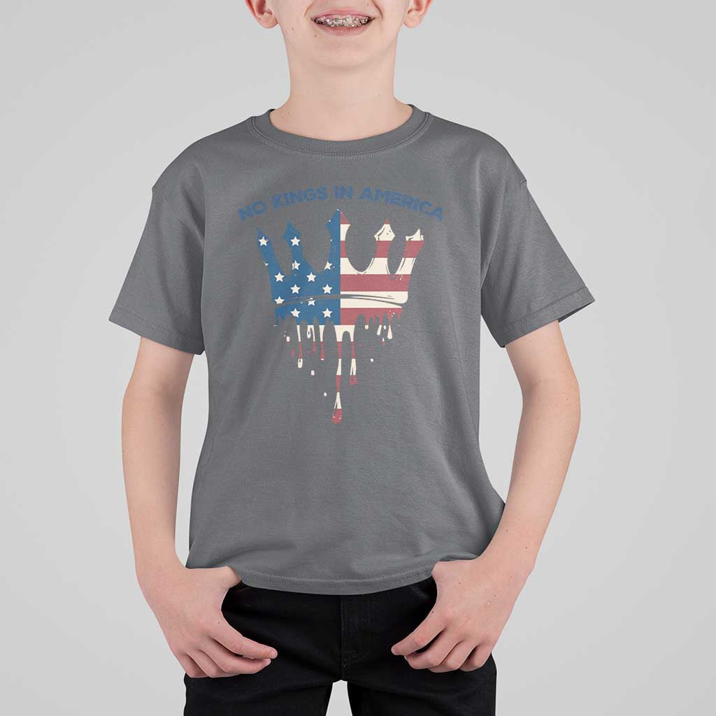No Kings In America T Shirt For Kid Dripping Crown