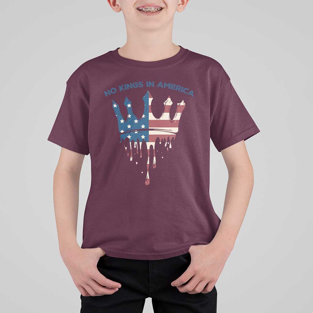 No Kings In America T Shirt For Kid Dripping Crown