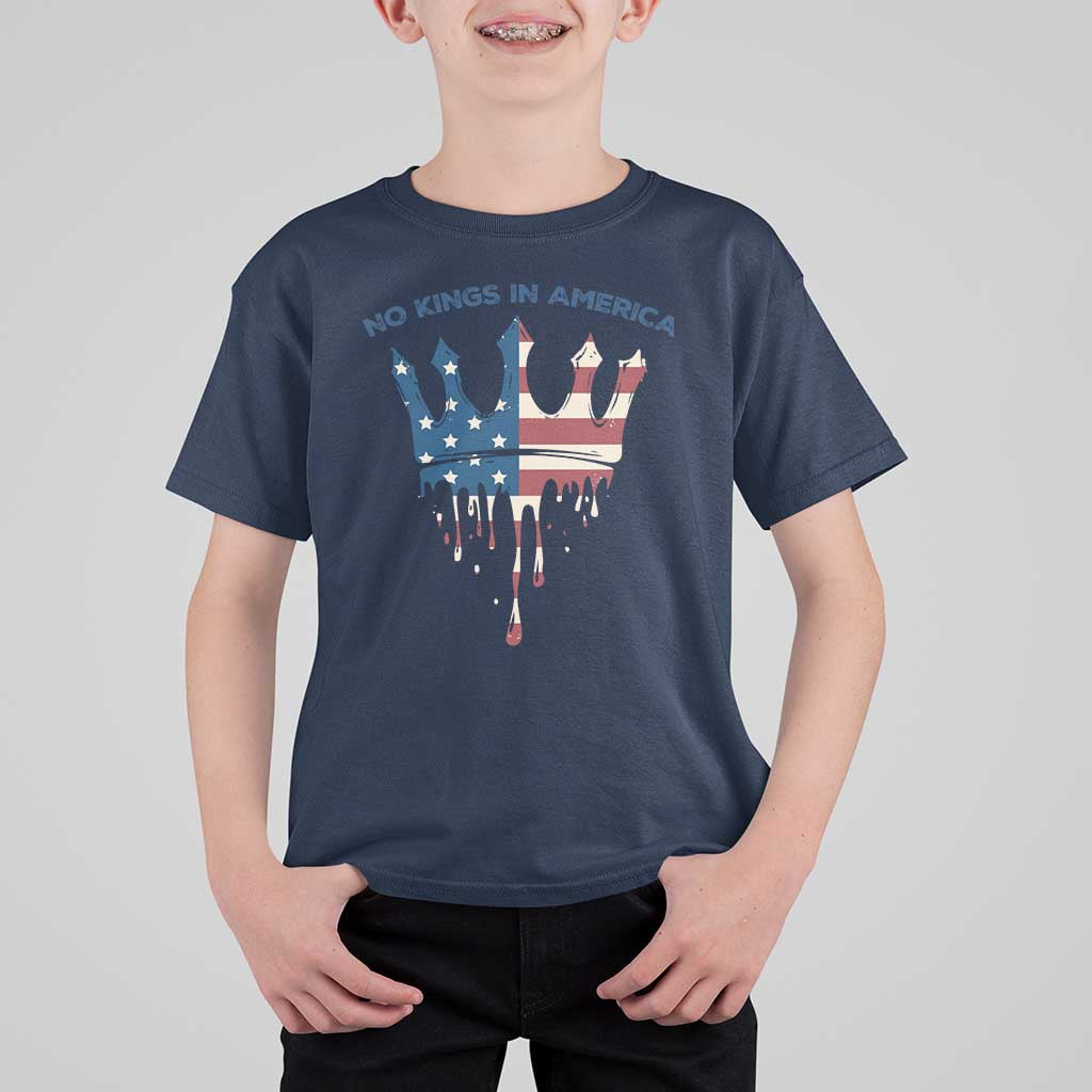 No Kings In America T Shirt For Kid Dripping Crown