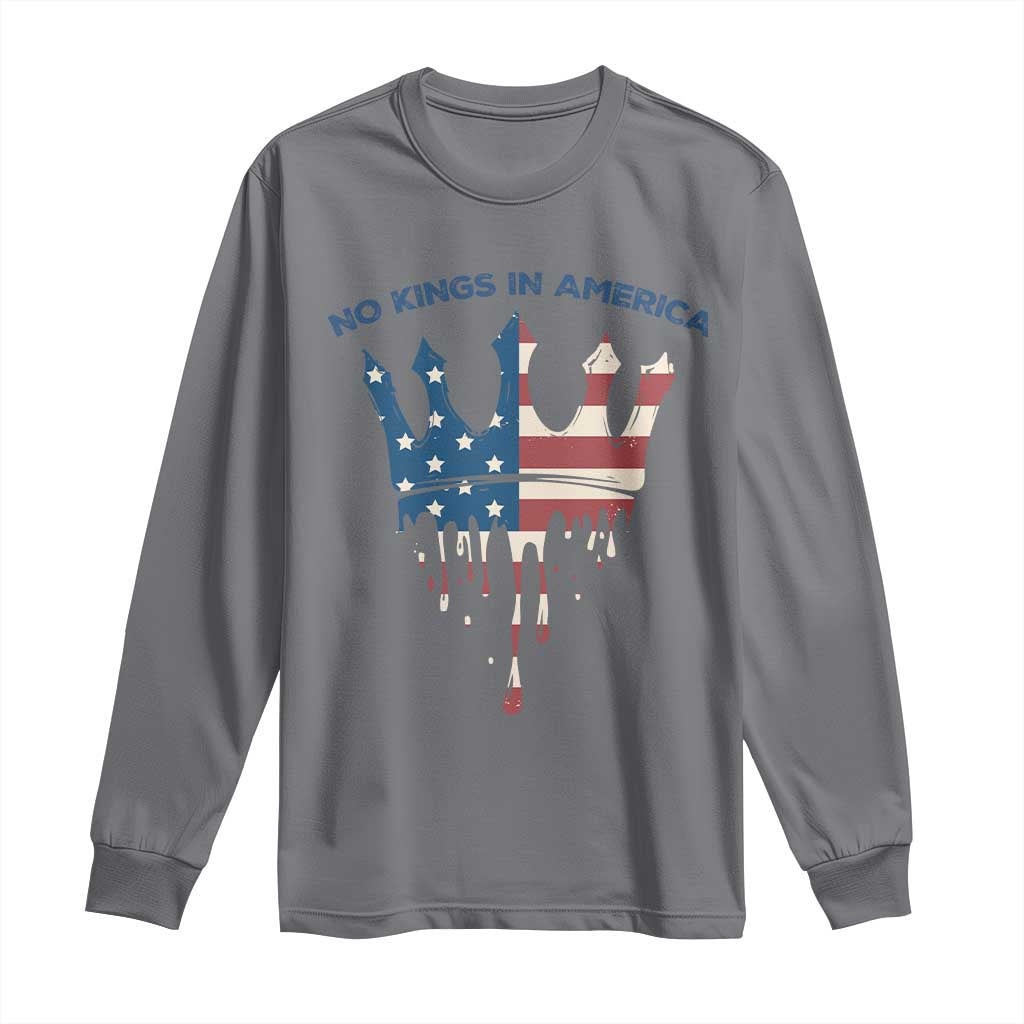 No Kings In America Long Sleeve Shirt Dripping Crown