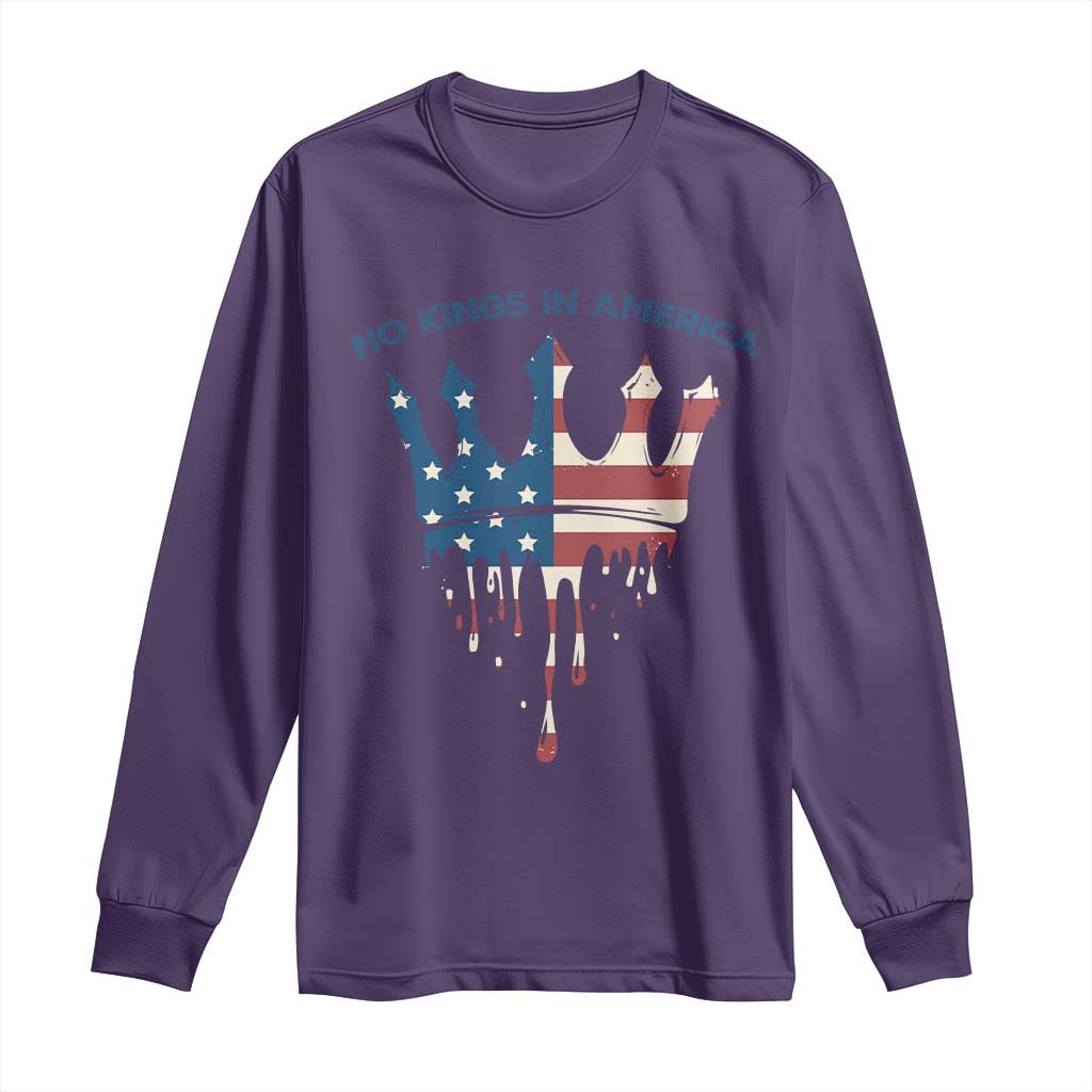 No Kings In America Long Sleeve Shirt Dripping Crown