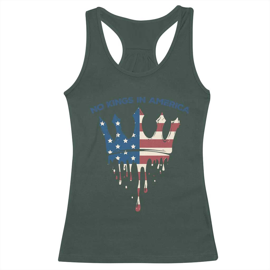 No Kings In America Racerback Tank Top Dripping Crown