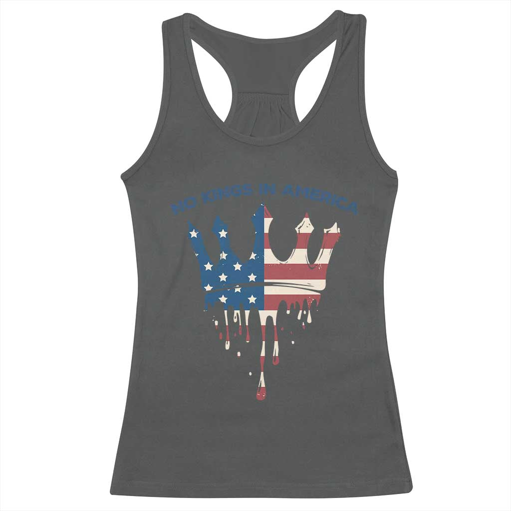 No Kings In America Racerback Tank Top Dripping Crown