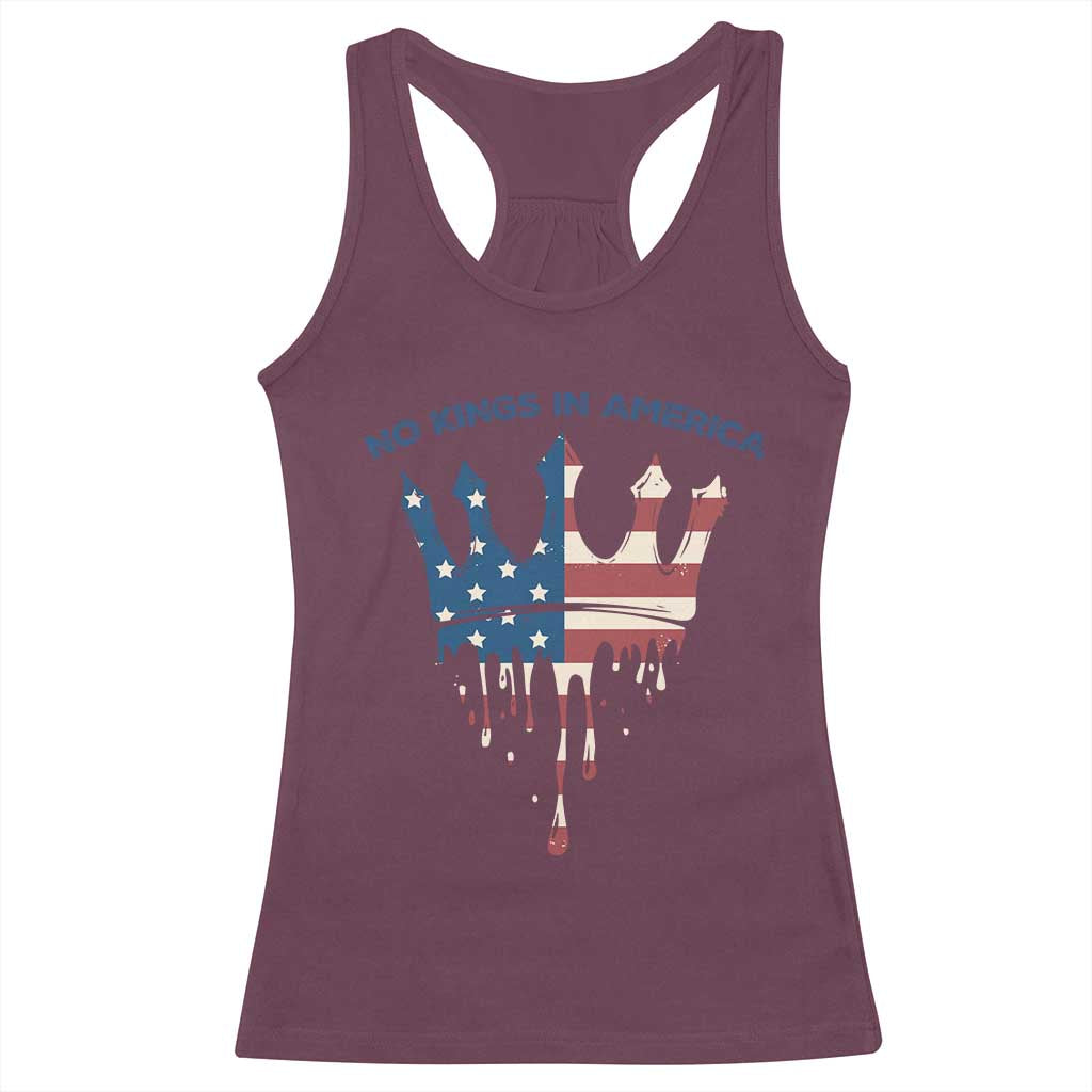 No Kings In America Racerback Tank Top Dripping Crown