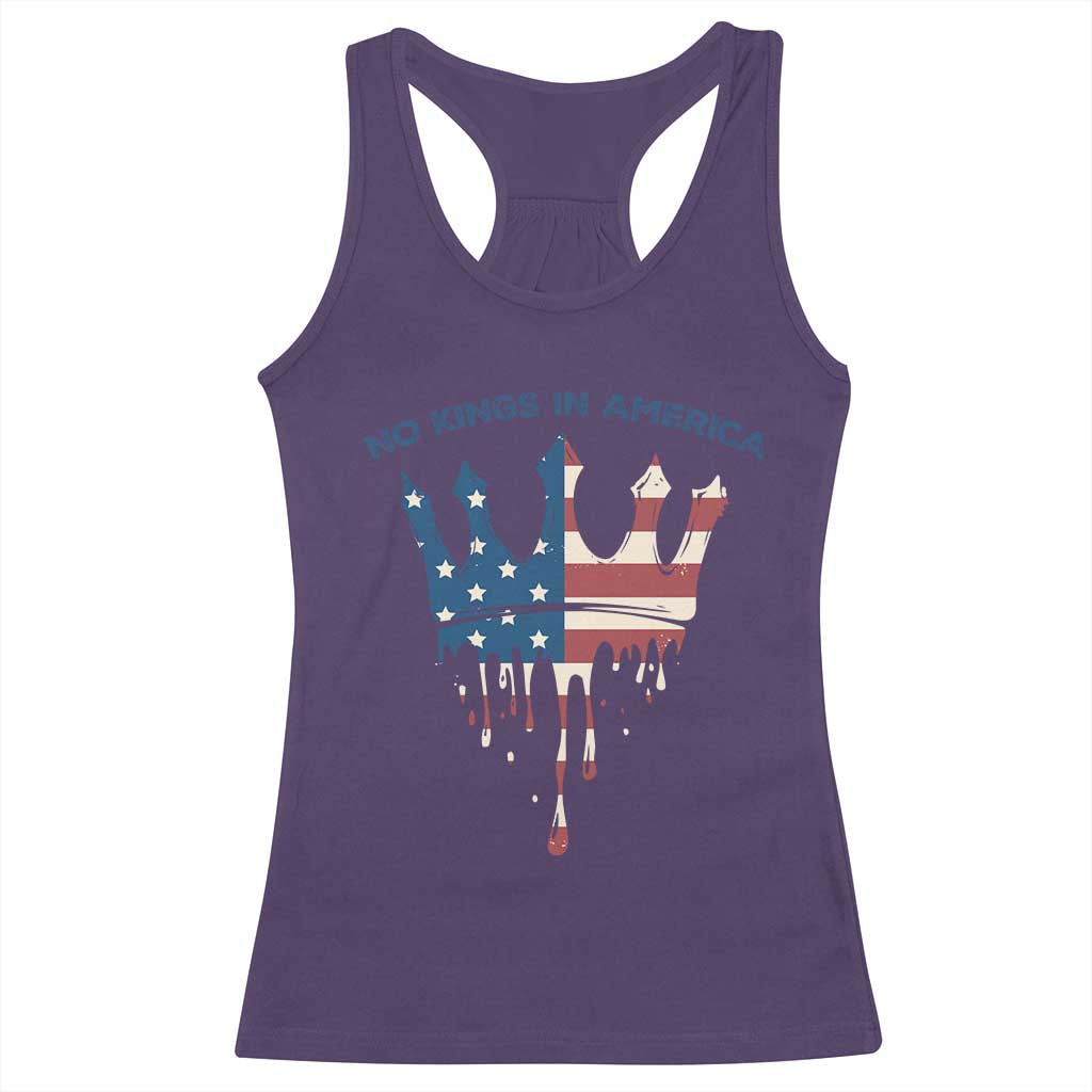 No Kings In America Racerback Tank Top Dripping Crown
