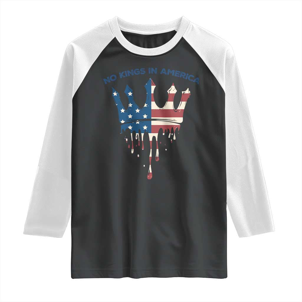 No Kings In America Raglan Shirt Dripping Crown