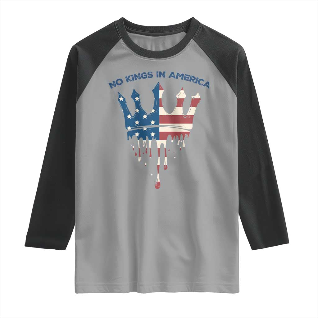 No Kings In America Raglan Shirt Dripping Crown