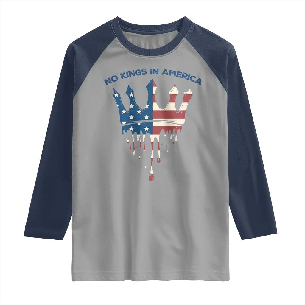 No Kings In America Raglan Shirt Dripping Crown