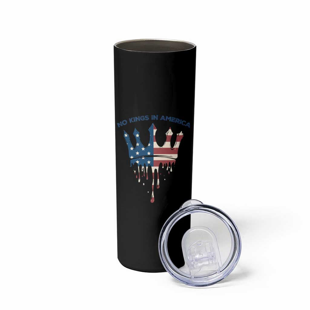 No Kings In America Skinny Tumbler Dripping Crown