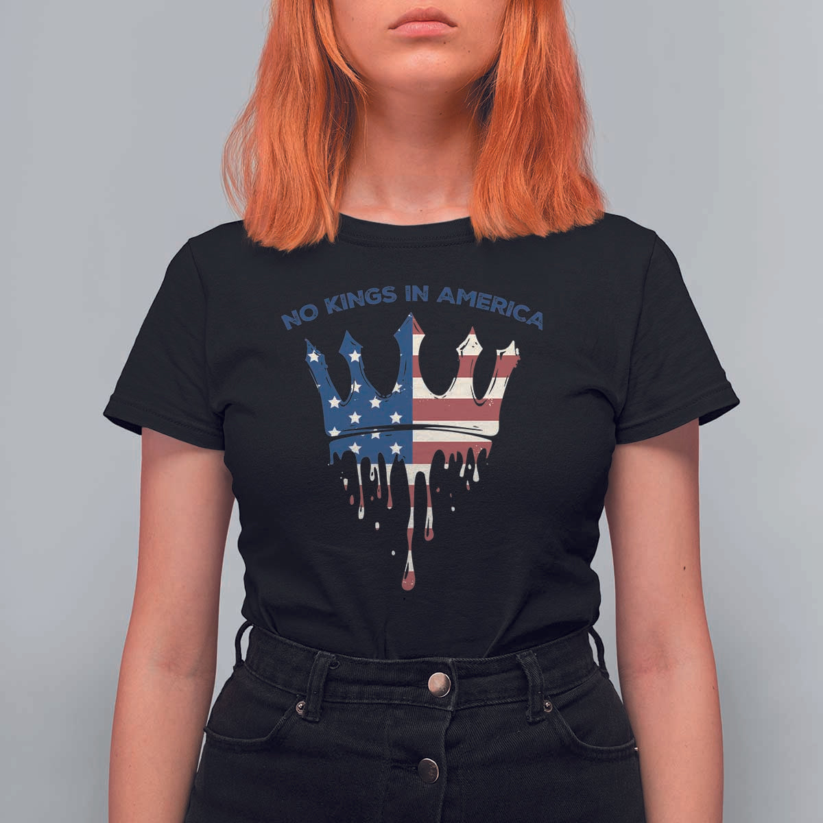 No Kings In America T Shirt For Women Dripping Crown