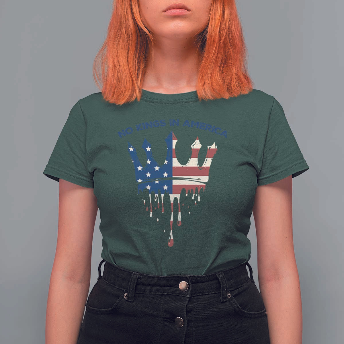 No Kings In America T Shirt For Women Dripping Crown