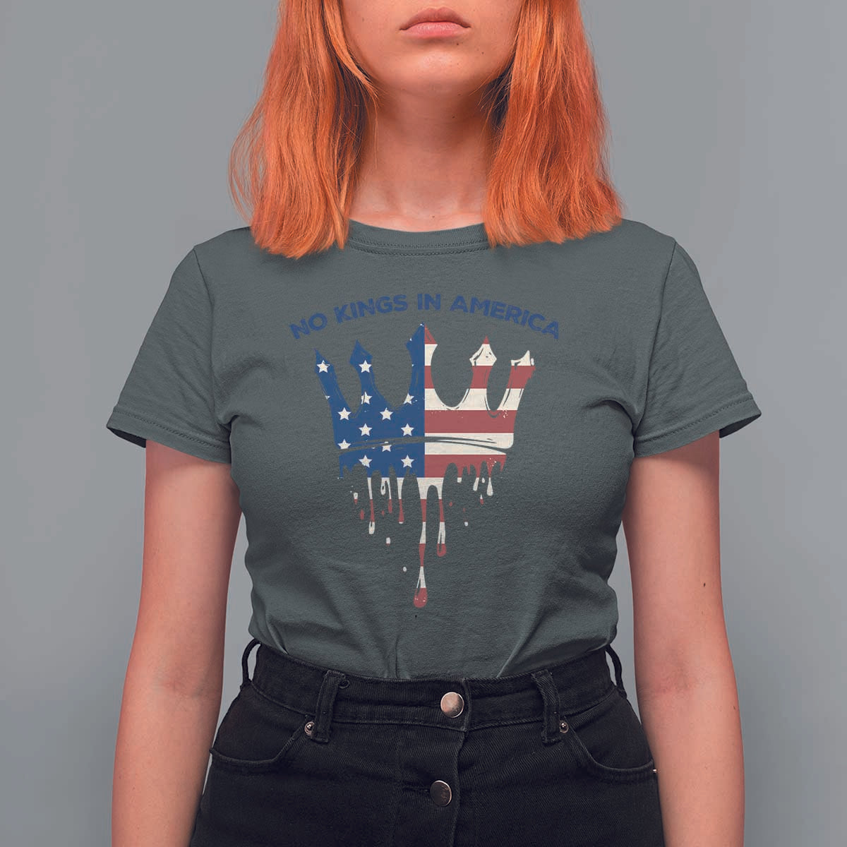 No Kings In America T Shirt For Women Dripping Crown