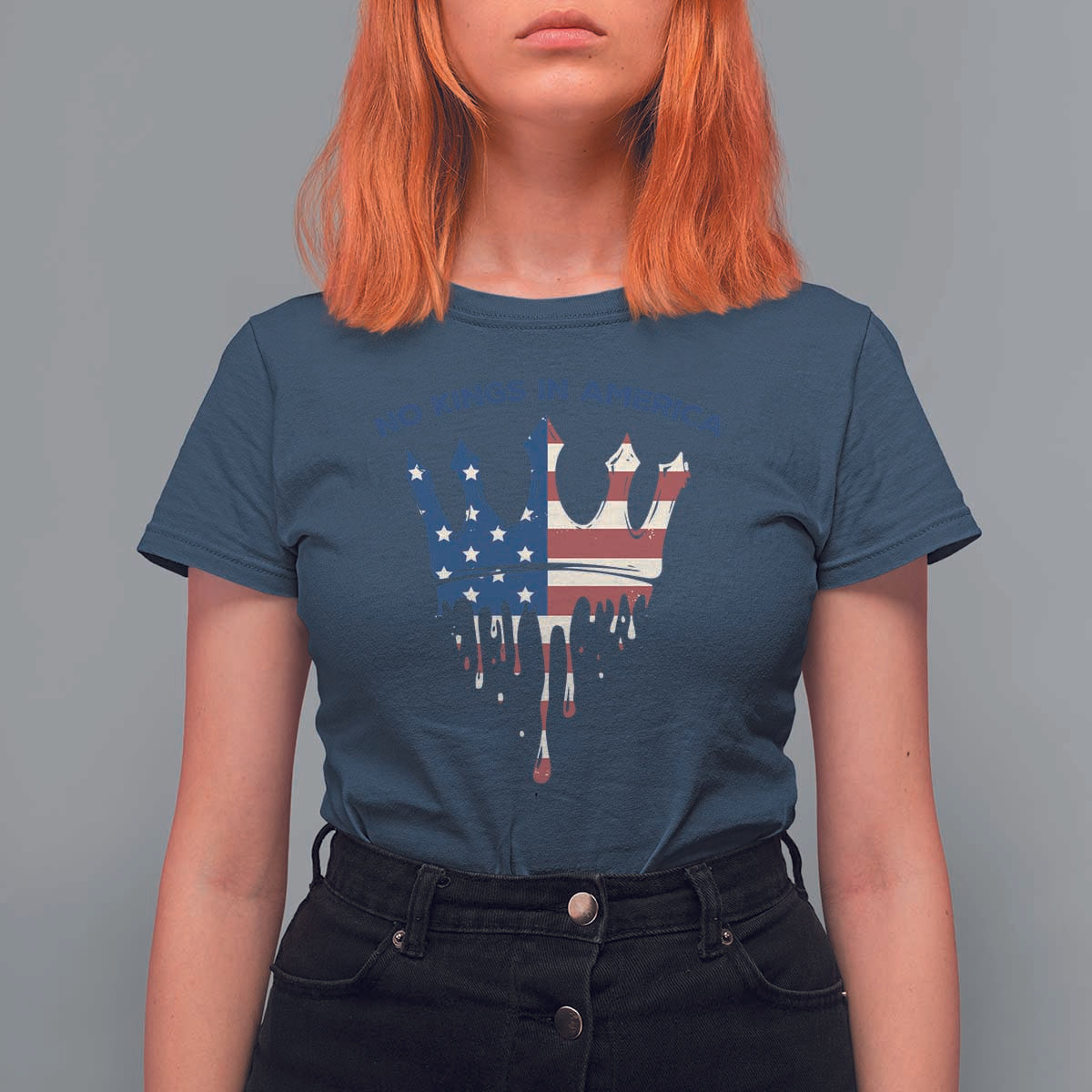 No Kings In America T Shirt For Women Dripping Crown
