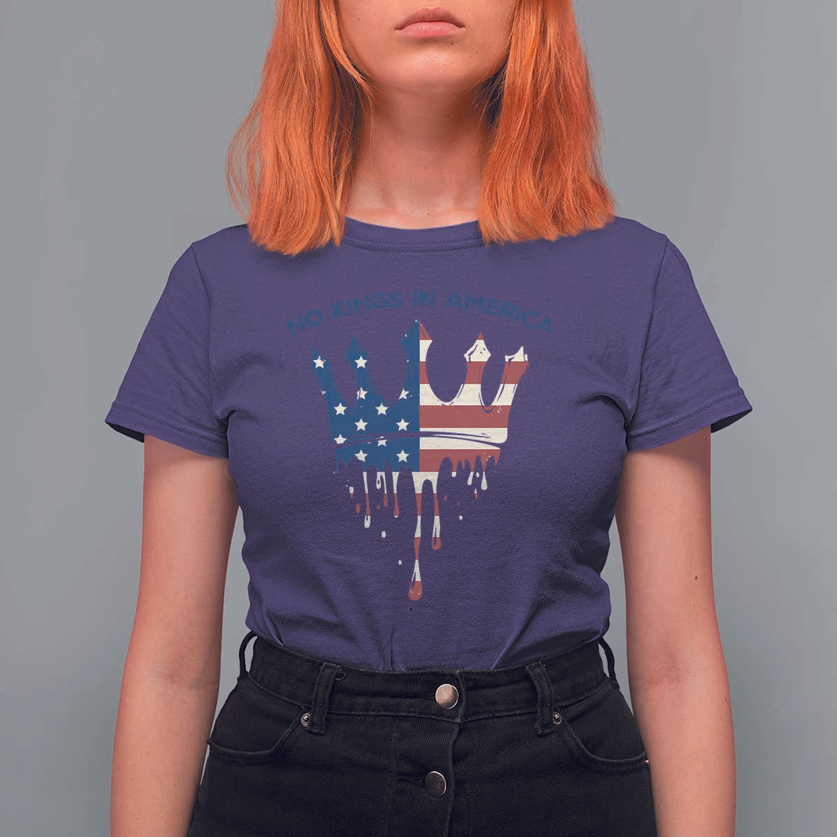 No Kings In America T Shirt For Women Dripping Crown