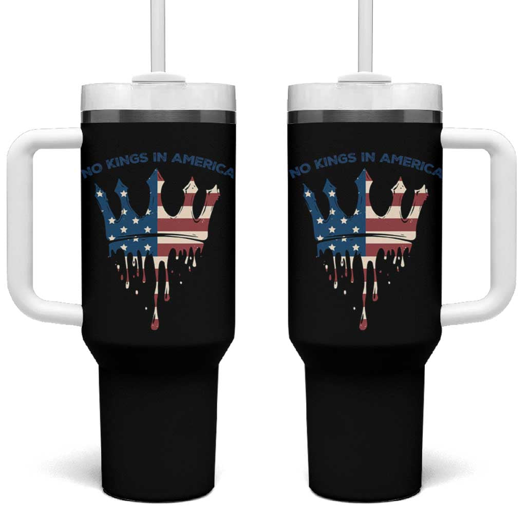 No Kings In America Tumbler With Handle Dripping Crown