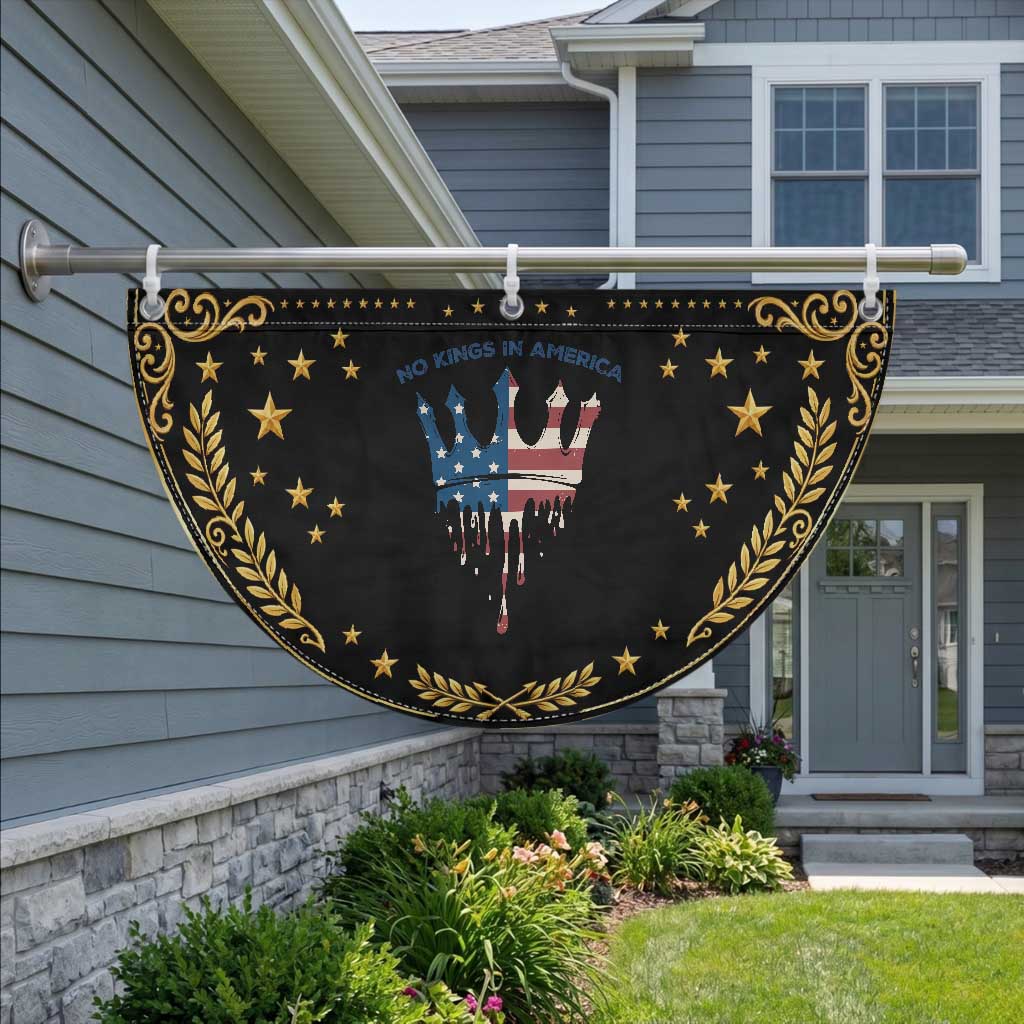 No Kings In America Dripping Crown Patriotic Fan Flag