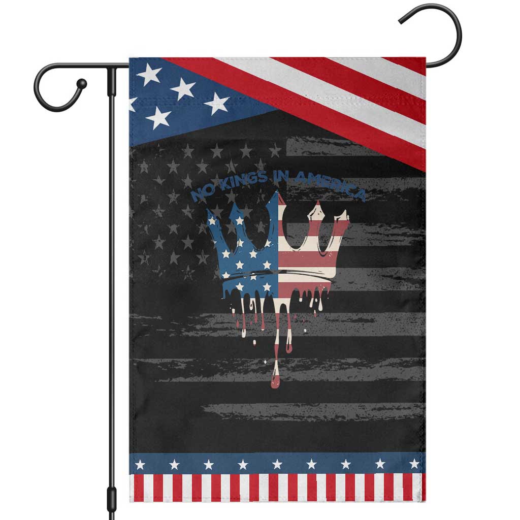 No Kings In America Garden Flag Dripping Crown