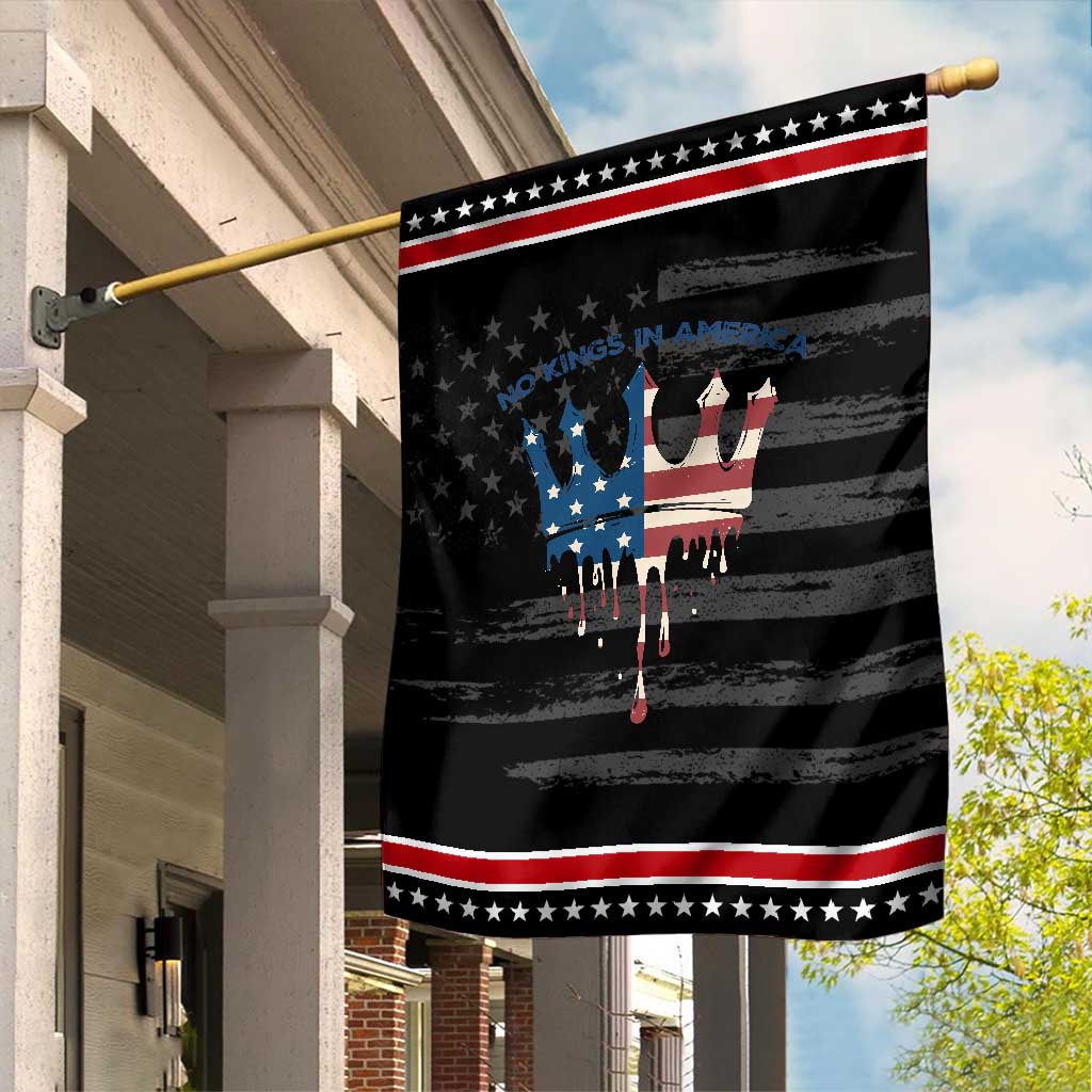 No Kings In America Garden Flag Dripping Crown