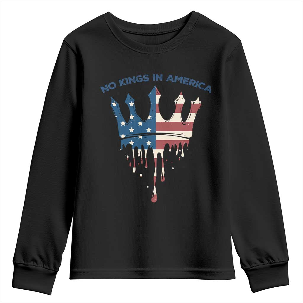 No Kings In America Youth Sweatshirt Dripping Crown