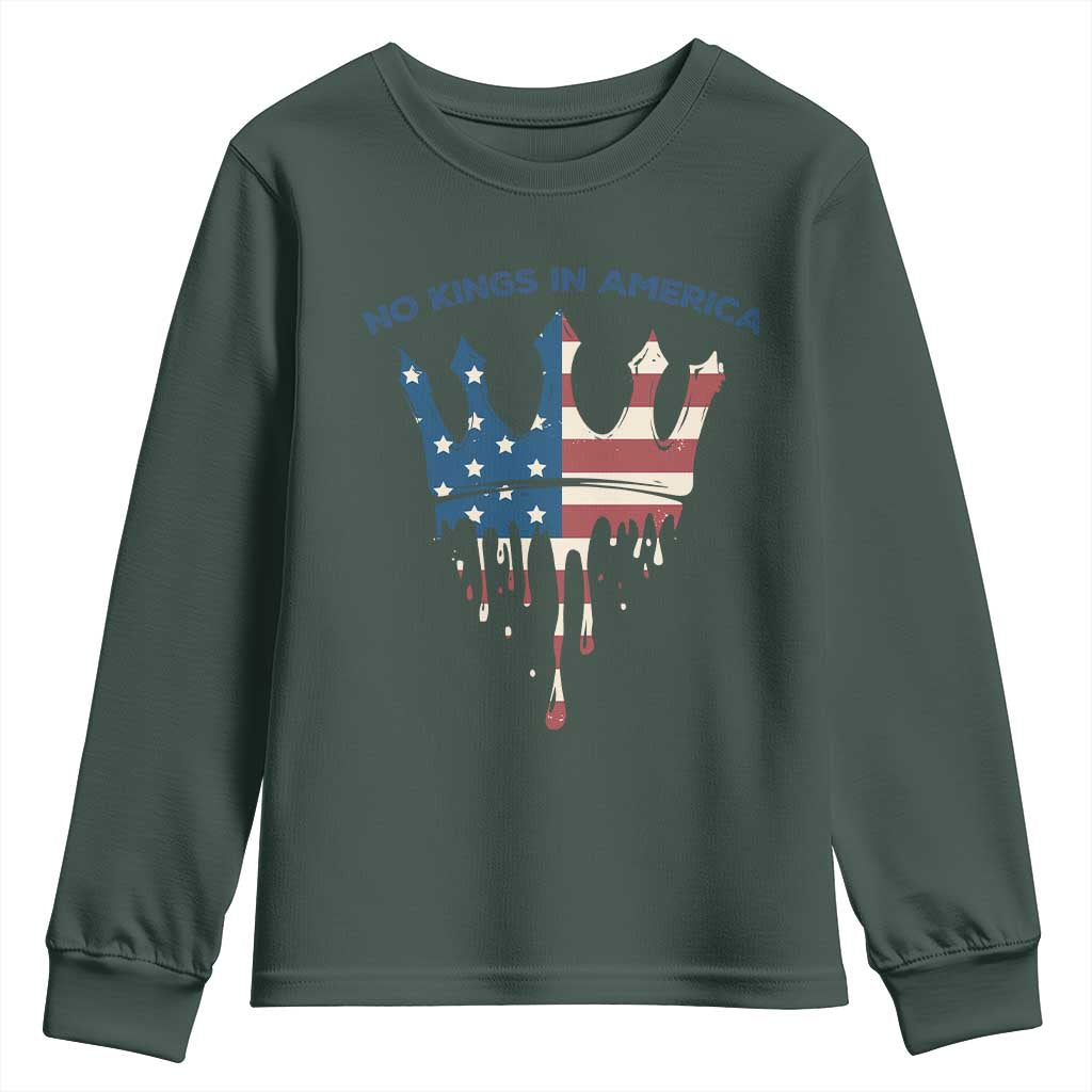 No Kings In America Youth Sweatshirt Dripping Crown