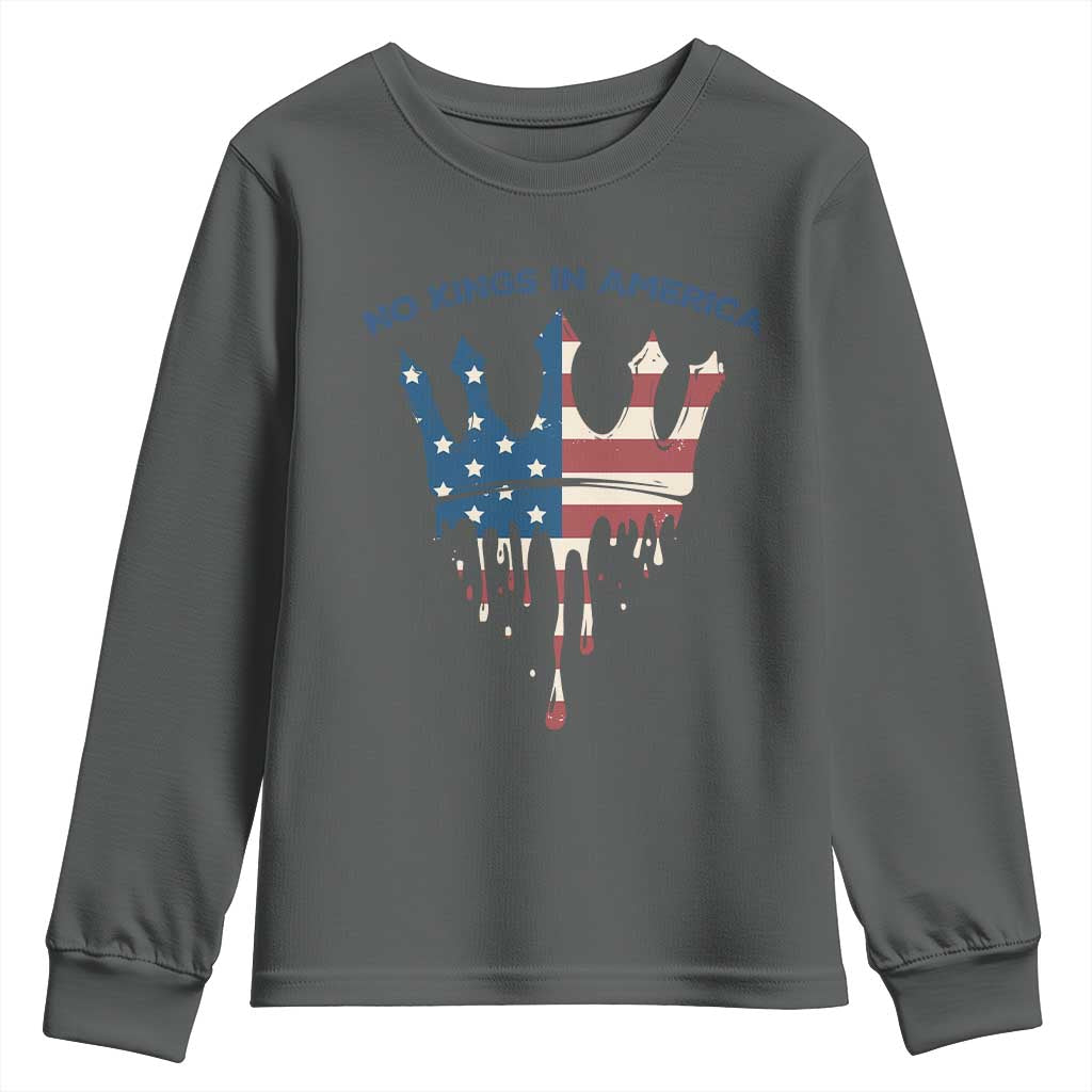 No Kings In America Youth Sweatshirt Dripping Crown