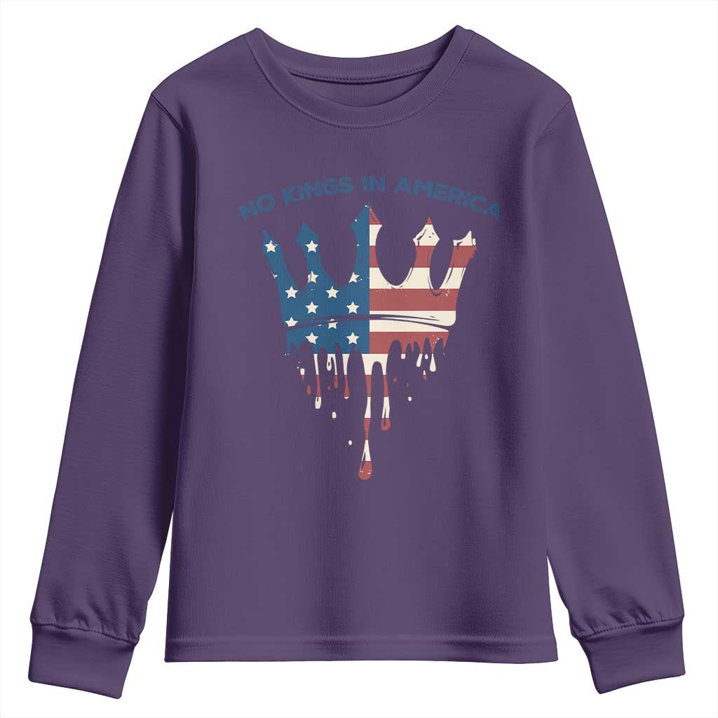 No Kings In America Youth Sweatshirt Dripping Crown