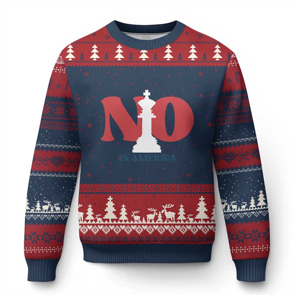 No Kings In America Chess Ugly Christmas Sweater White King - Wonder Print Shop