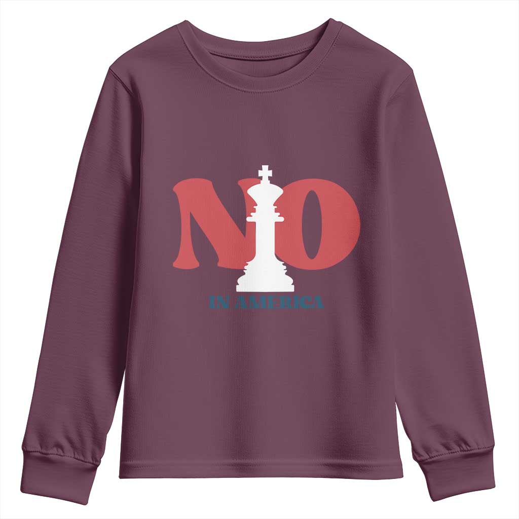 No Kings In America Chess Youth Sweatshirt White King