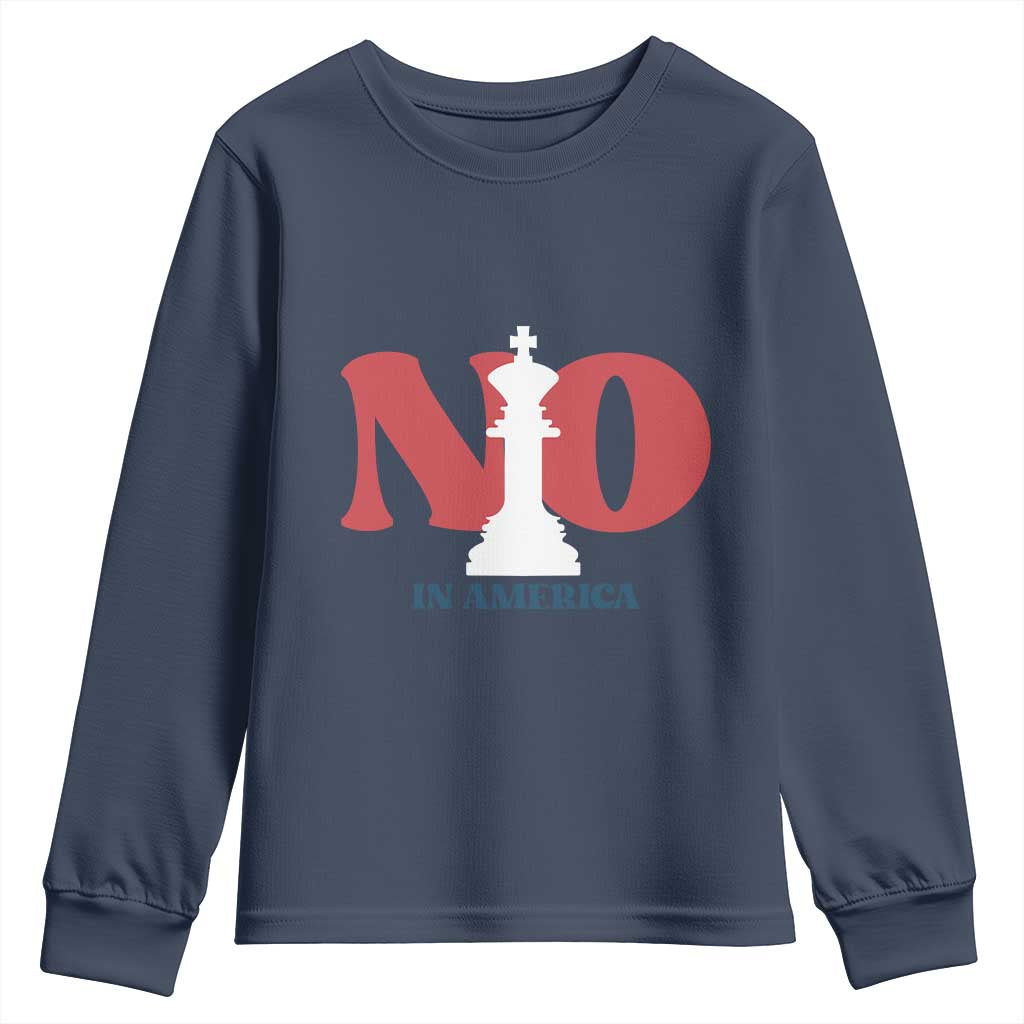 No Kings In America Chess Youth Sweatshirt White King