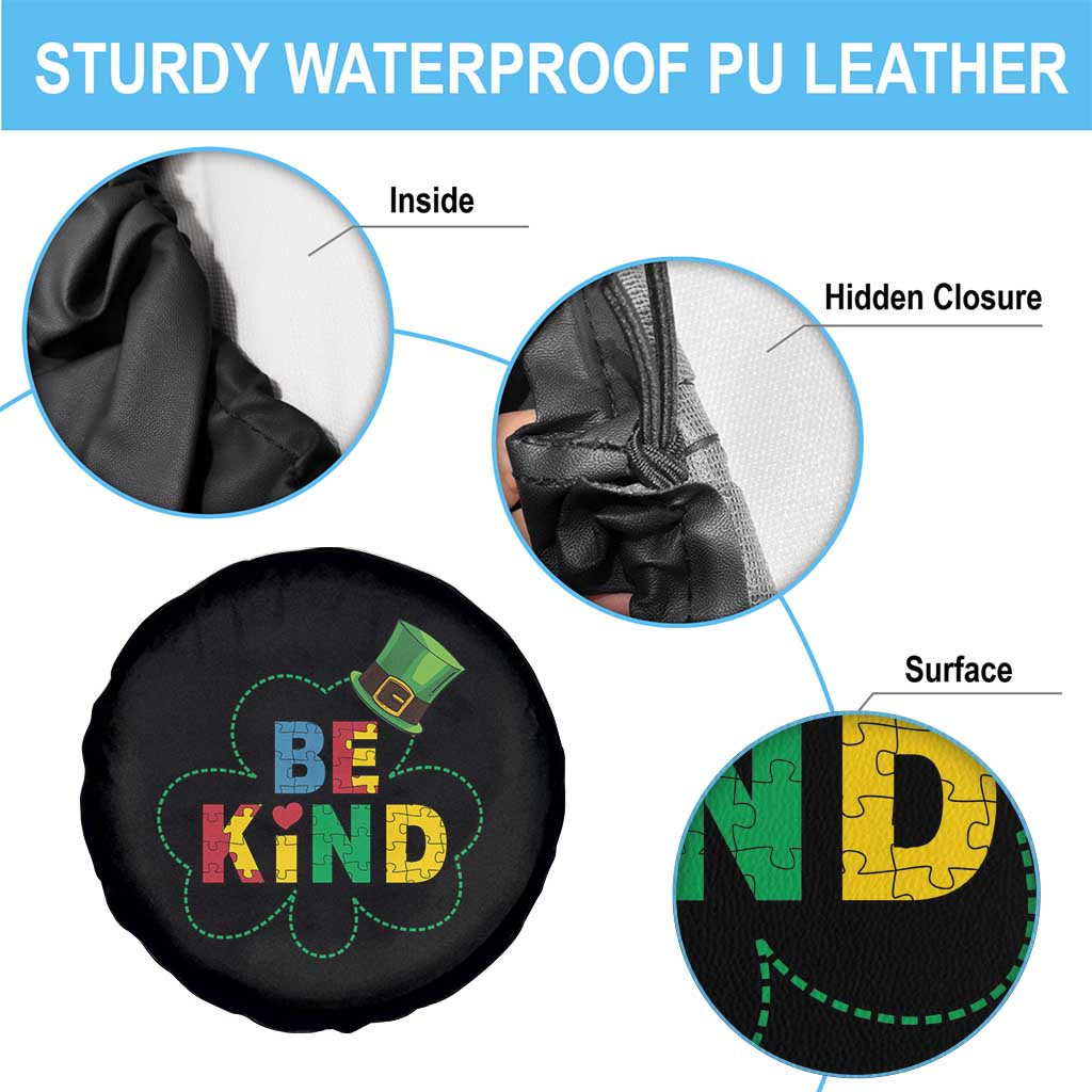 Lucky Shamrock Be Kind Spare Tire Cover Autism Leprechaun St Patricks Day