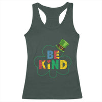 Lucky Shamrock Be Kind Racerback Tank Top Autism Leprechaun St Patricks Day
