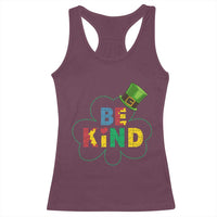 Lucky Shamrock Be Kind Racerback Tank Top Autism Leprechaun St Patricks Day