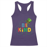 Lucky Shamrock Be Kind Racerback Tank Top Autism Leprechaun St Patricks Day
