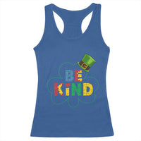 Lucky Shamrock Be Kind Racerback Tank Top Autism Leprechaun St Patricks Day